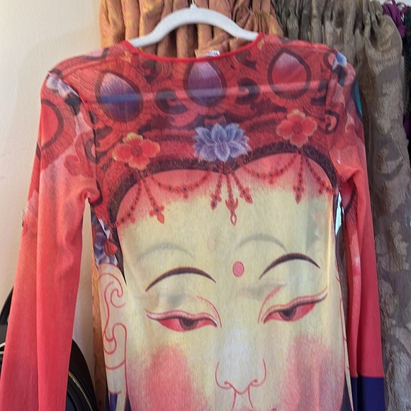 Vivienne Tam long mesh 90’s Y2K Buddha Kiss Dress - Picture 8 of 12